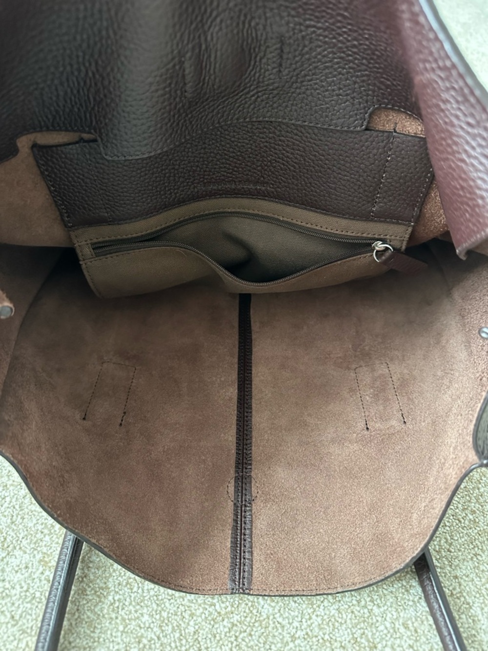 Banana Republic Genuine Leather Large Tote Bag Handbag Collection Deep Plum - Picture 5 of 10
